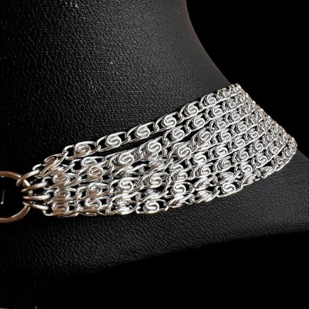 VINTAGE SARAH COVENTRY Women's Choker 8 Strand Silver Tone Aluminum 15 in - Picture 6 of 16